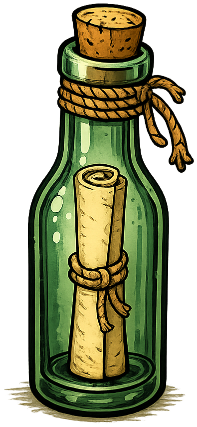 Botella cerrada con una pista dentro.